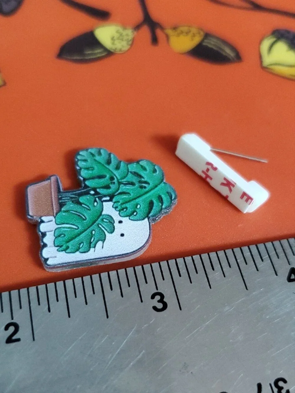 Ghost Hiding Behind Monstera Acrylic Pin - Green & White